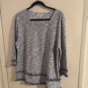 Gray Striped Top with Fringe by Style & Co.